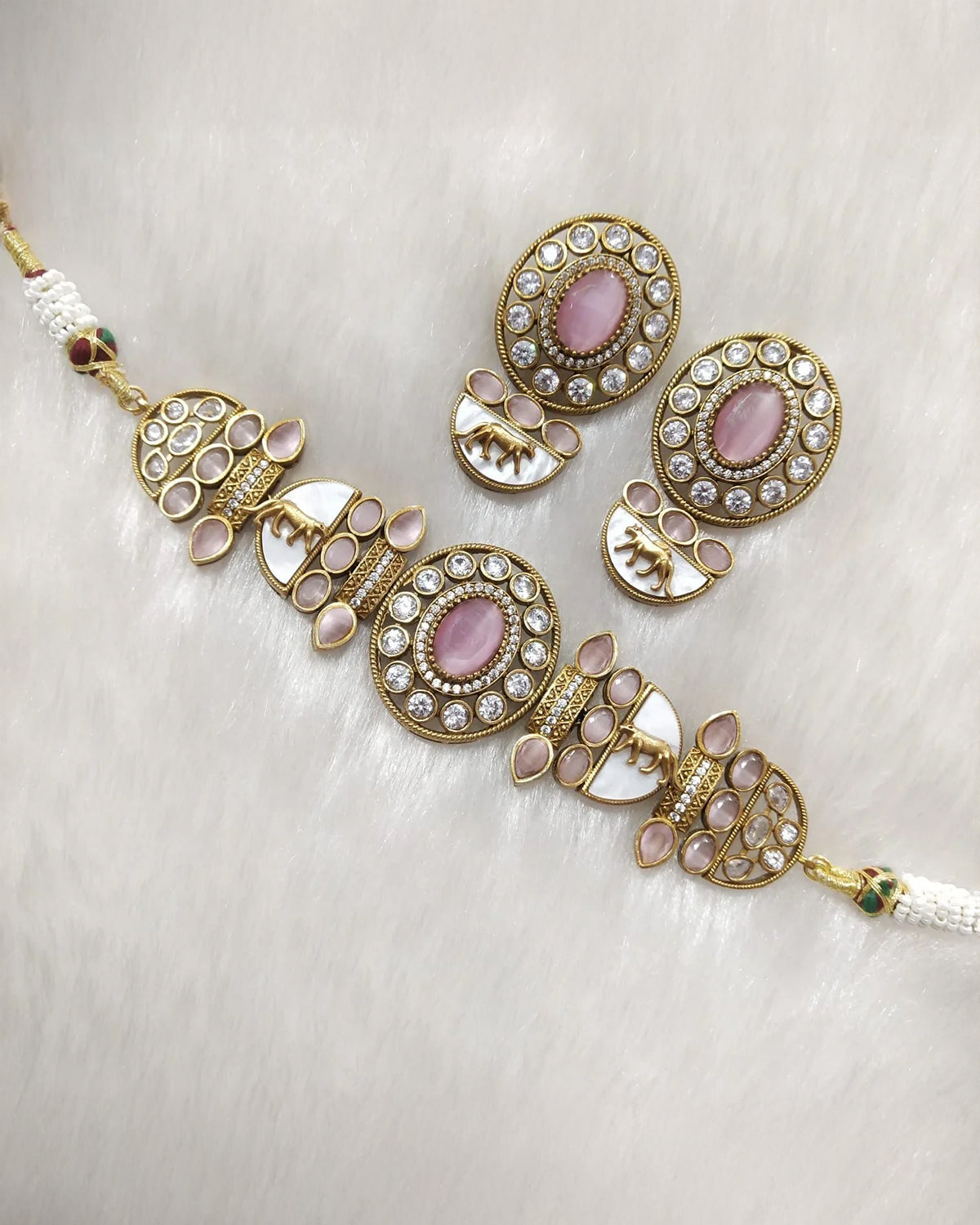 Blush Aishani Premium Sabya Inspired Necklace with Earring