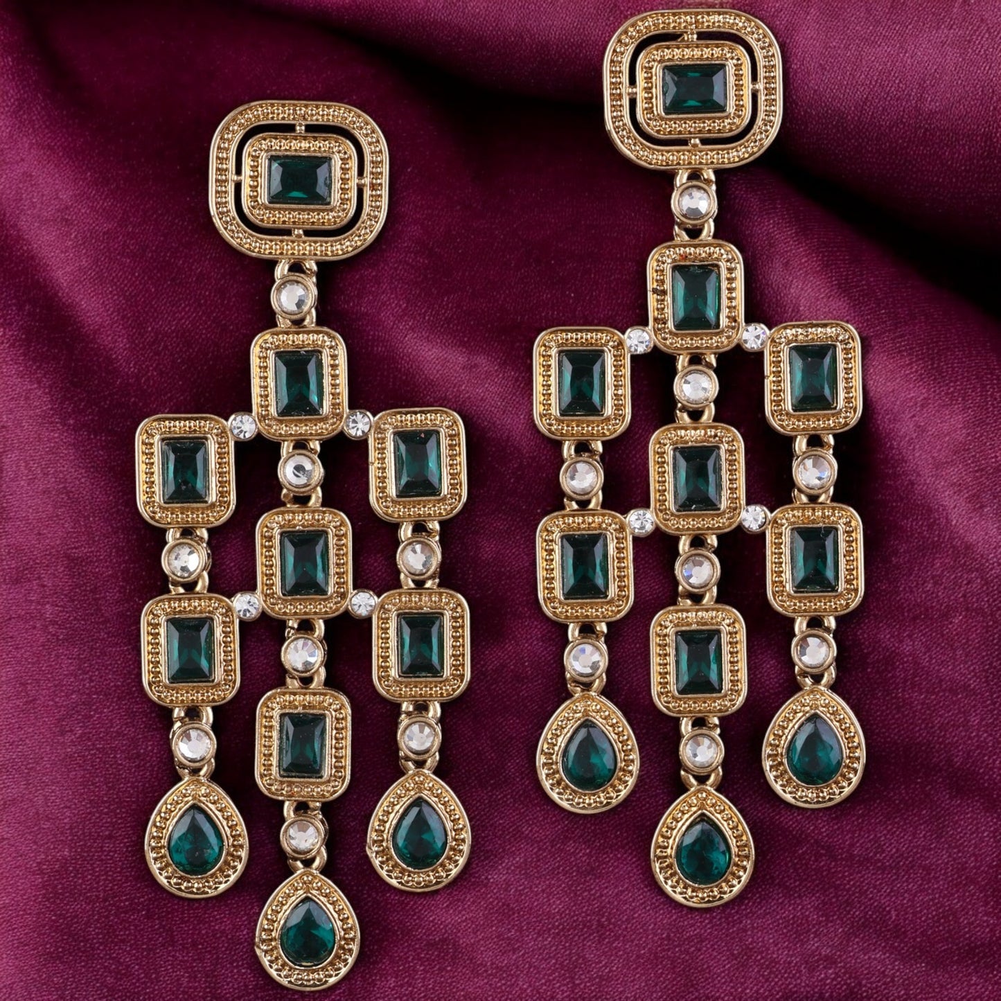 Green Anshita Gold Designer Earring