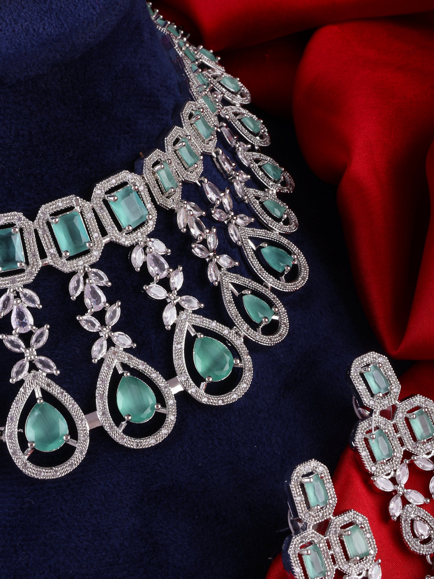 Mint Green Melissa American Diamond Necklace Set