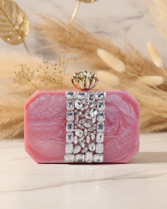 Blush Marina Emblished Resin Clutch