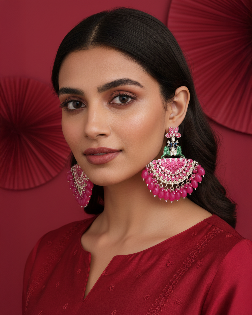 Pink Mayank Designer Chandbali Earring
