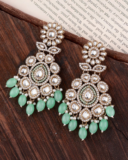 Mint Ivaan Designer Earring with Zircone Stone Detailing