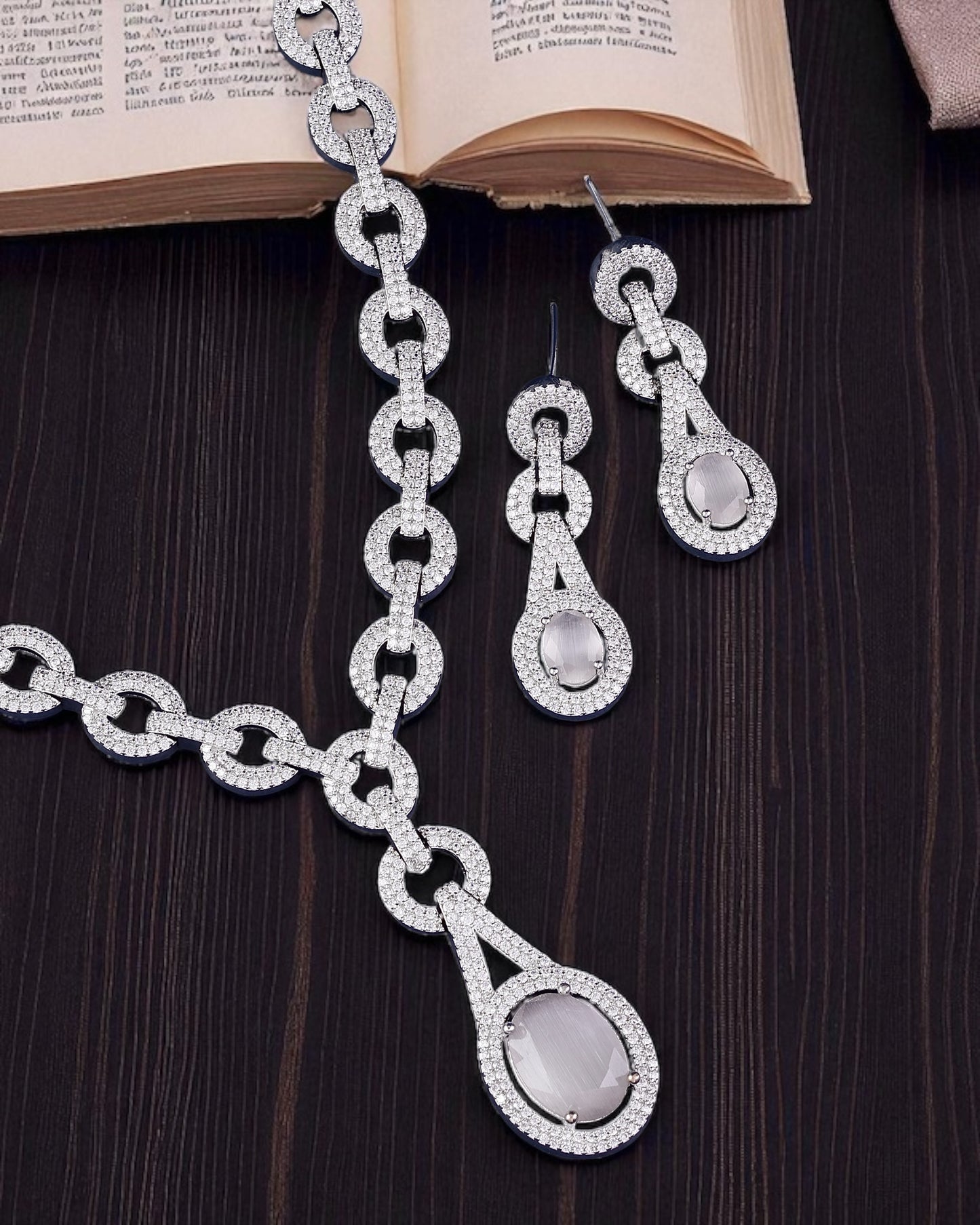 Grey Isabella American Diamond Necklace Set