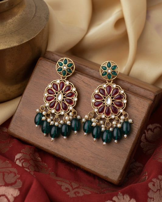 Sreya Ruby Green Chandbali Earring