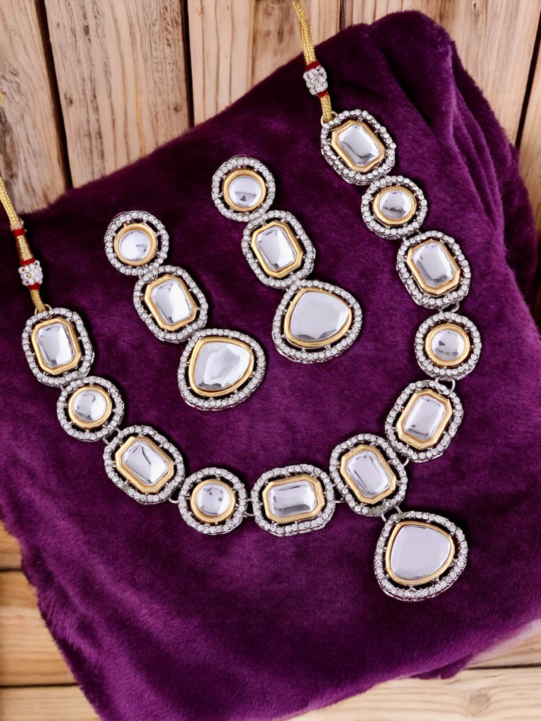 Marwa Polki Dupe Necklace Set with Earring