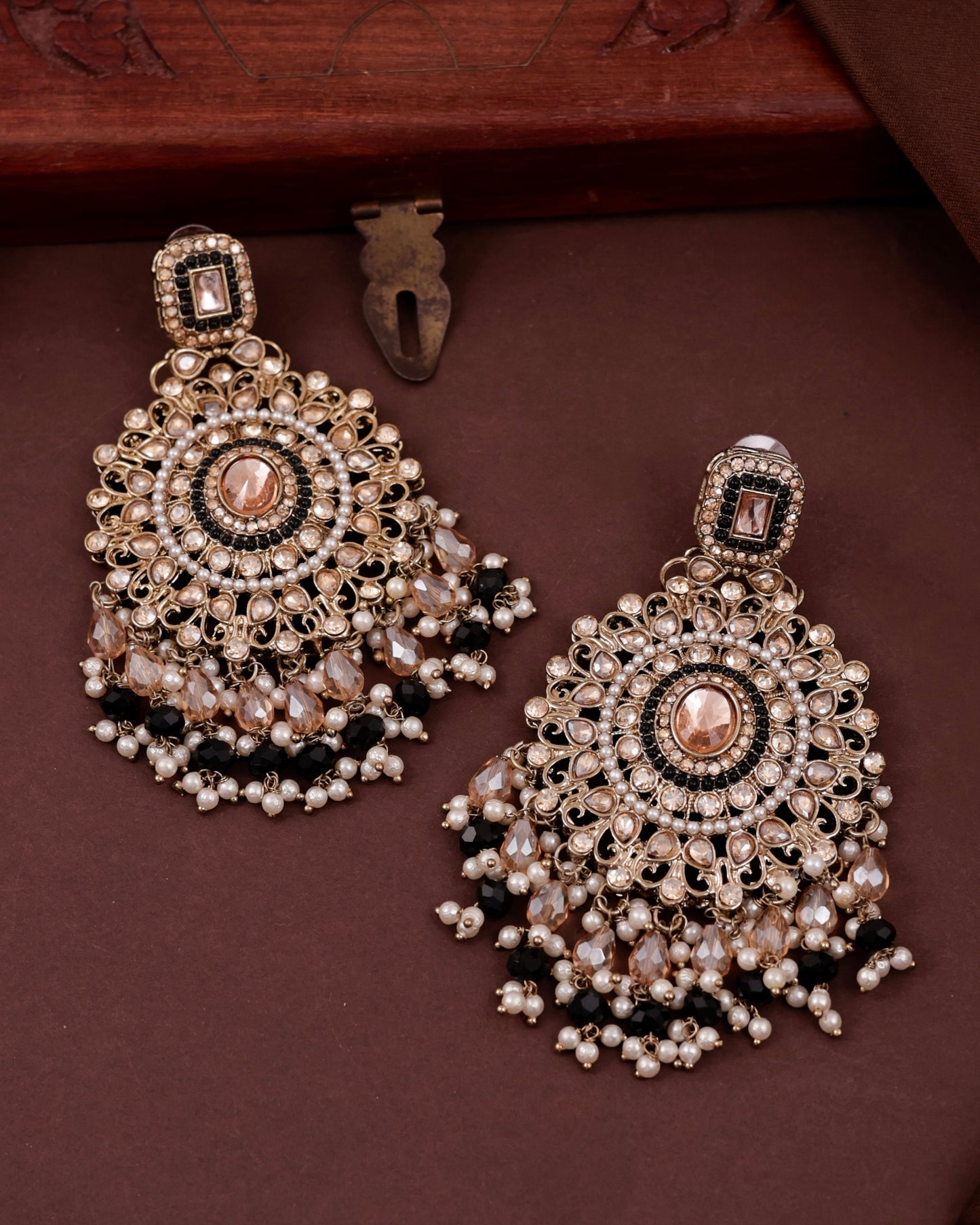 Black Tavisha Punjabi Pakistani Teeka Chandbali Set