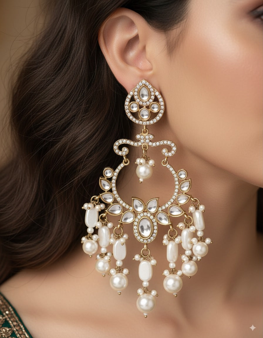 Pearl Rajveer Designer Chandbali Earring