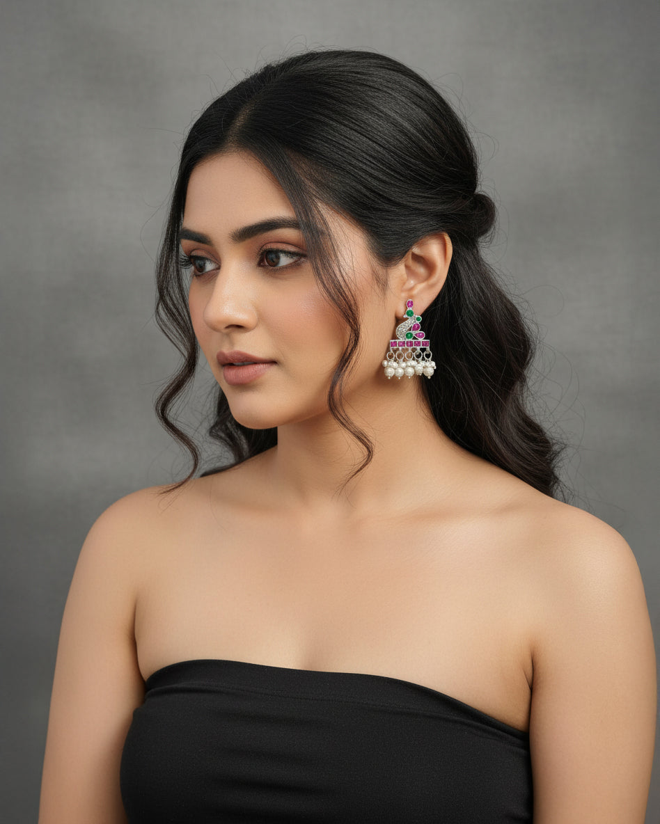 Soumya Silver Lookalike Peacock Earring