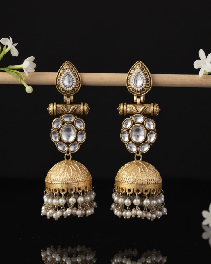 Shrishti Designer Jhumki Earring Brass Lookalike