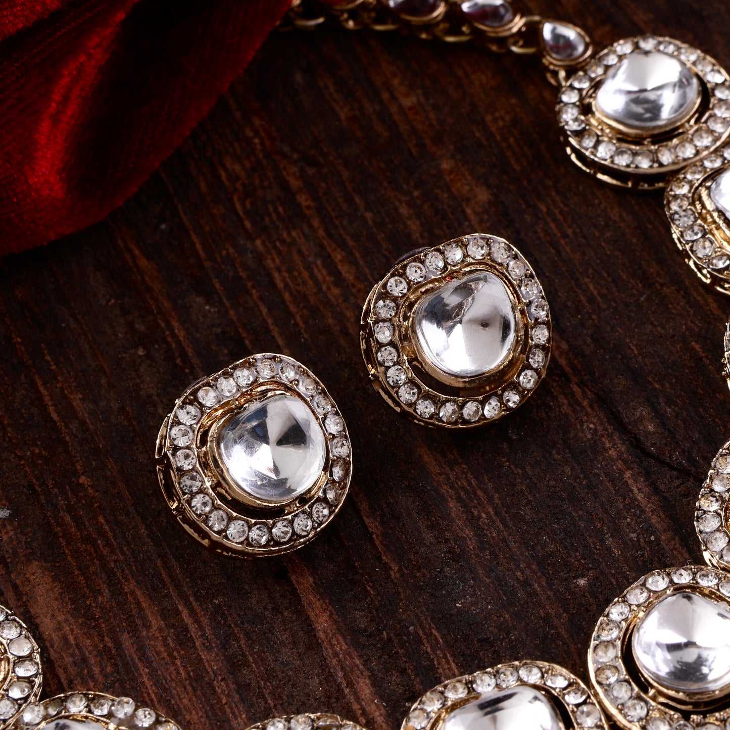 Zareena Polki Dupe Necklace with Earring and Bracelet