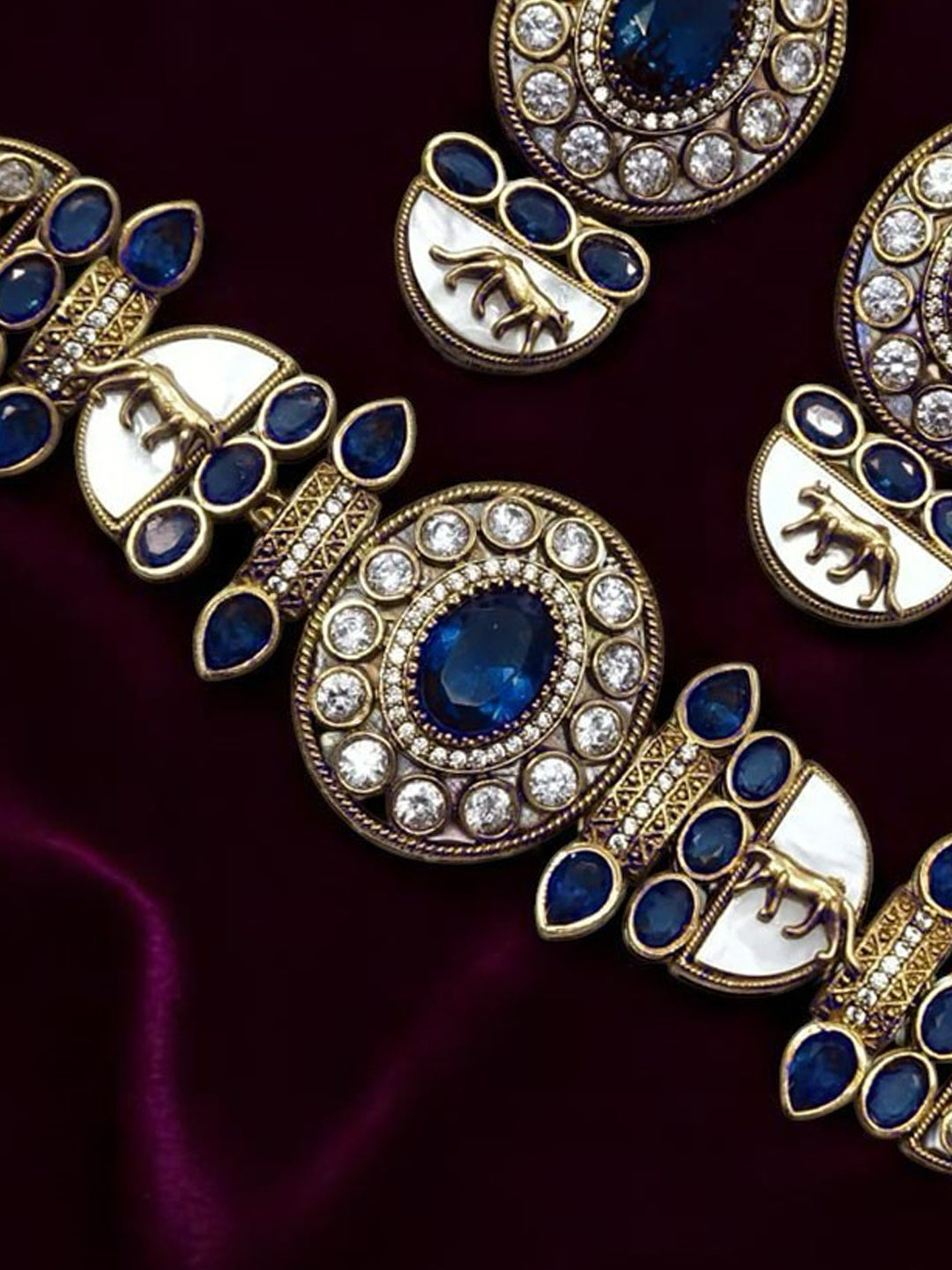 Blue Aishani Premium Sabya Inspired Necklace with Earring