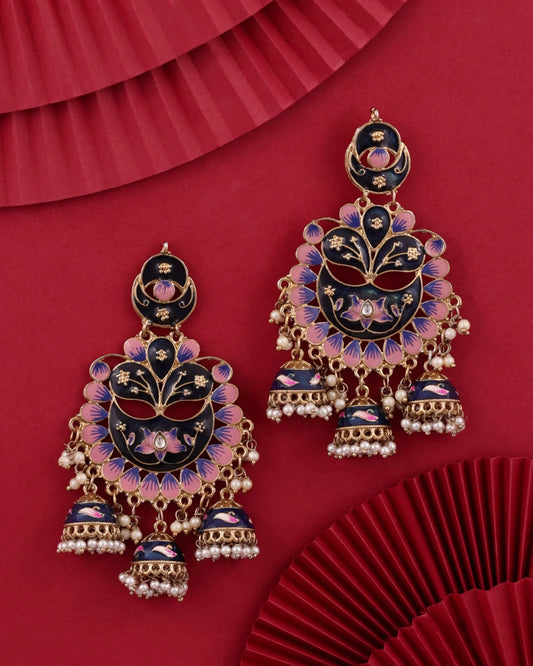 Blue Charvi Meenakari Jhumka