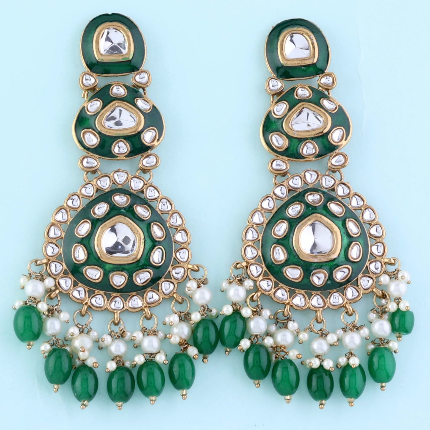 Dark Green Tisya Meenakari Chandbali