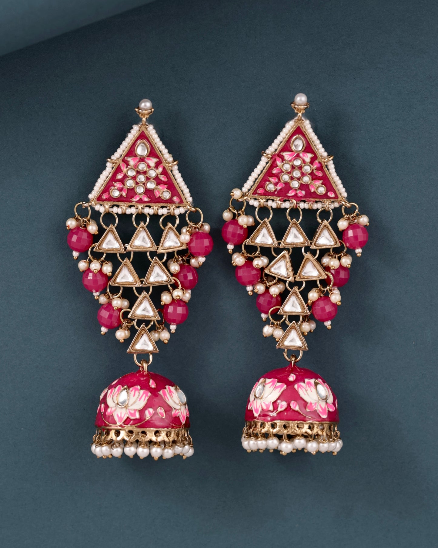 Pink Tisha Meenakari Jhumka