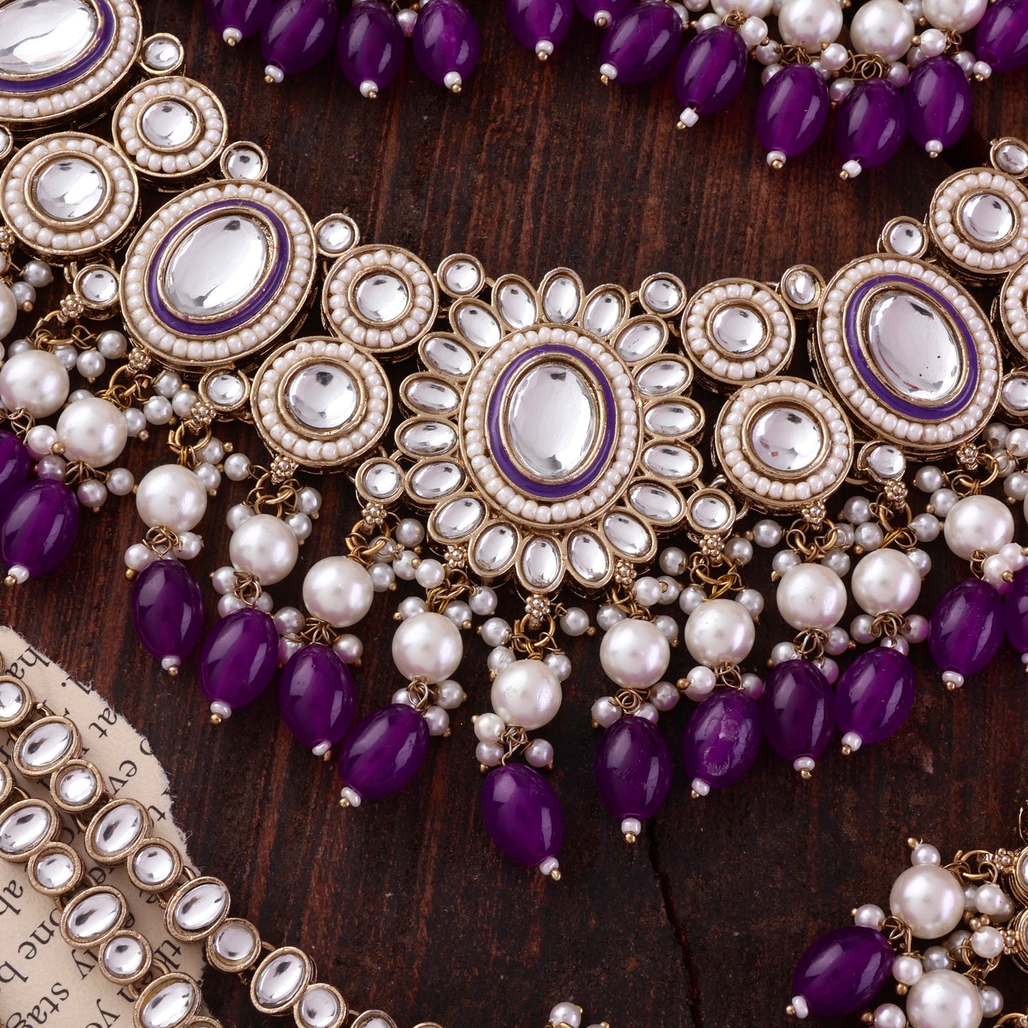 Purple Gurkeerat Necklace Earring with Teeka