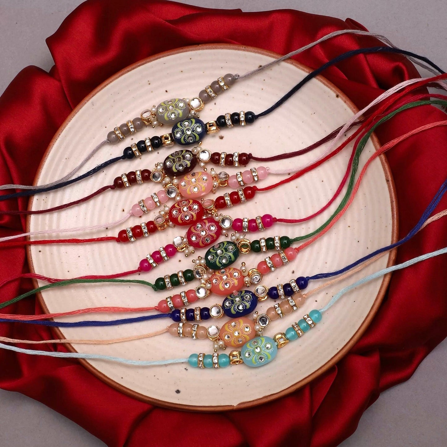 Jadau Beaded Kundan Rakhi