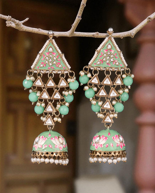Mint Tisha Meenakari Jhumka
