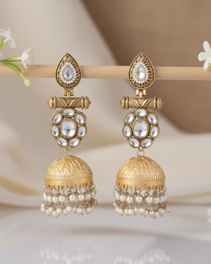 Shrishti Designer Jhumki Earring Brass Lookalike
