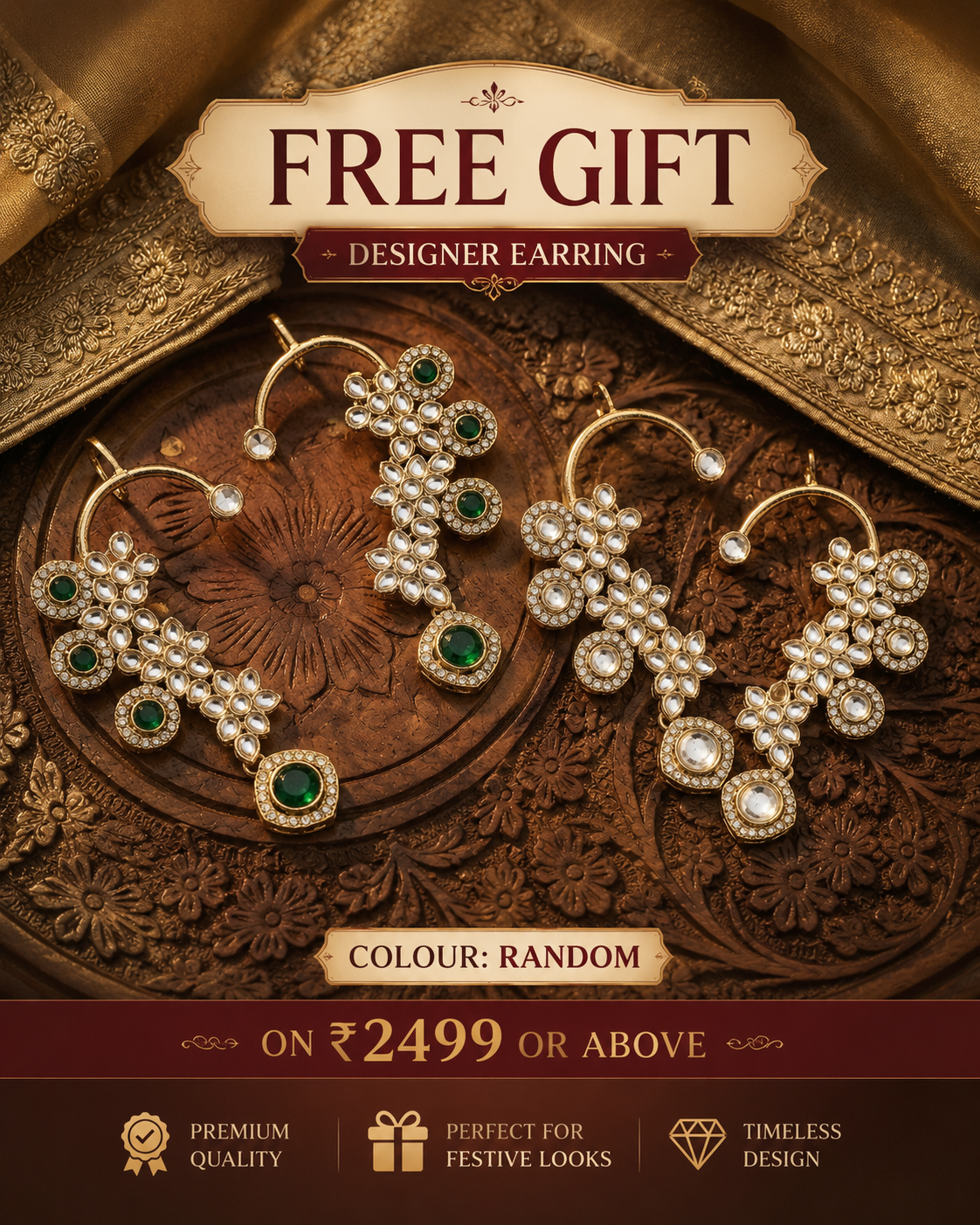 Kastoori Designer Ear Cuff Earring Rakhi Gift