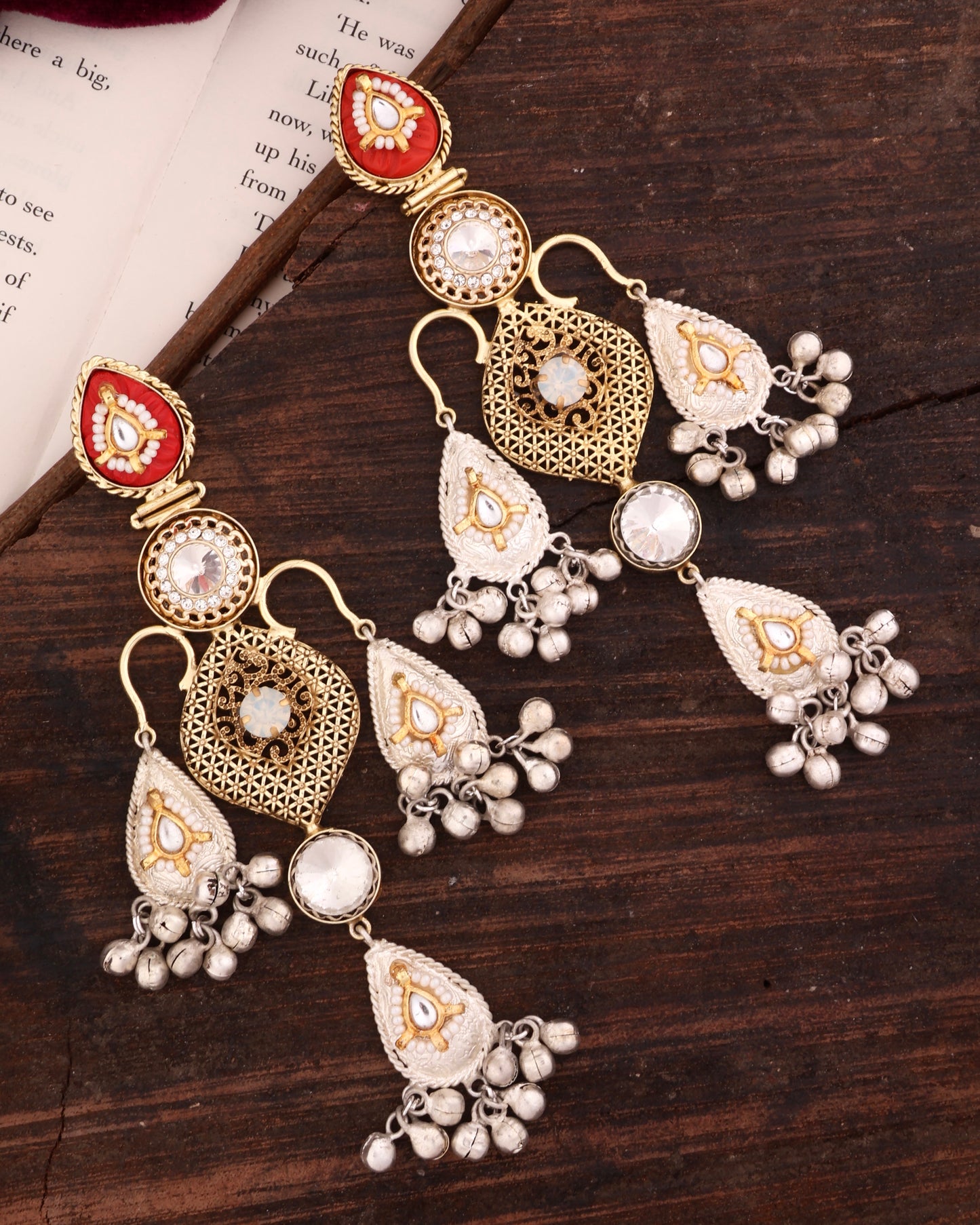 Red Abhilasha Premium Brass Chandbali
