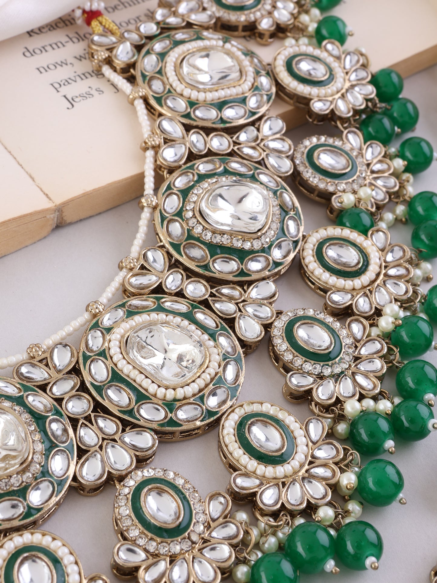 Green Vyanika Necklace Earring with Teeka