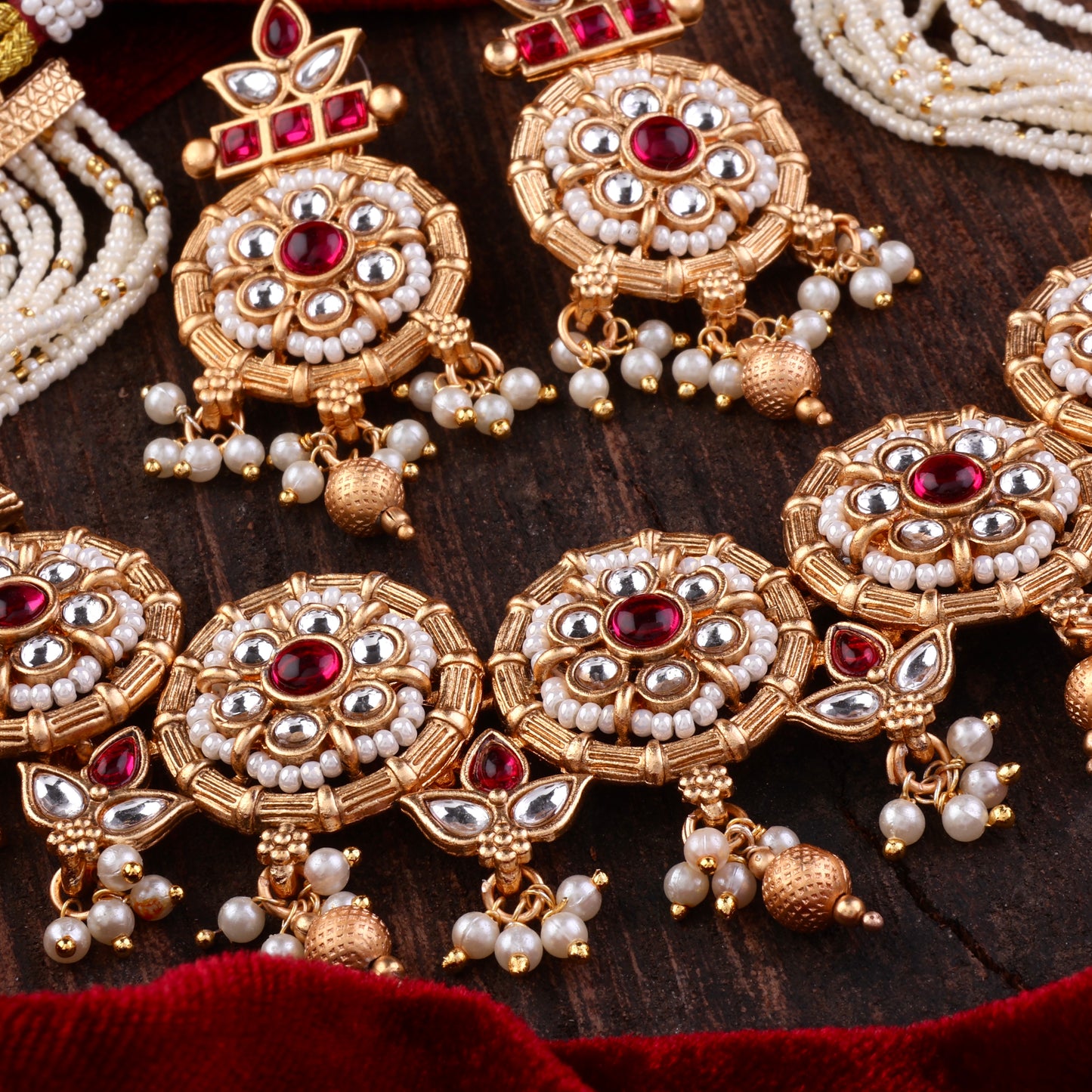 Ruby Shailja Rajwada Necklace Set with Earring