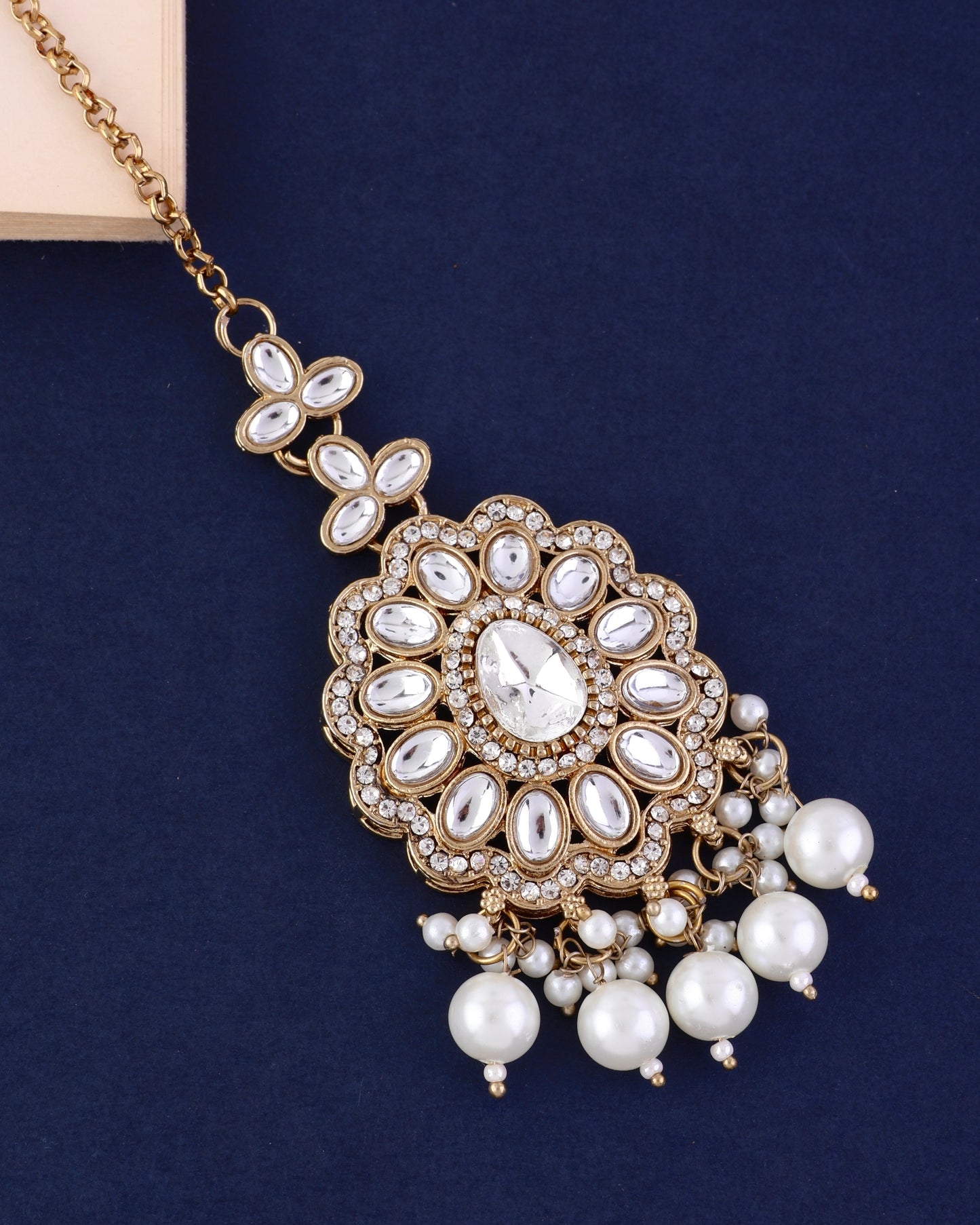 Manjot Premium Zircone Kundan Pearl Mangteeka