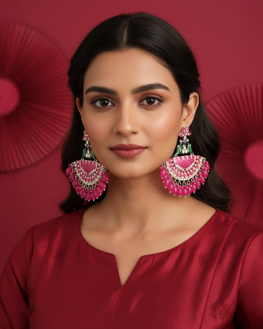 Pink Mayank Designer Chandbali Earring