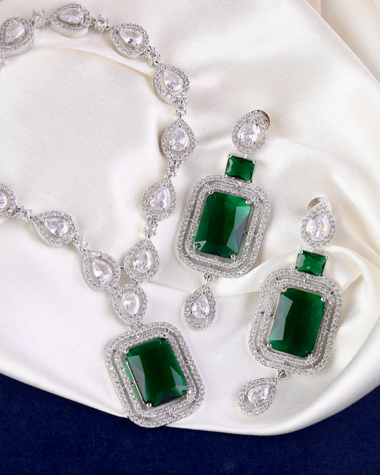 Emerald Abeni American Diamond Necklace Set