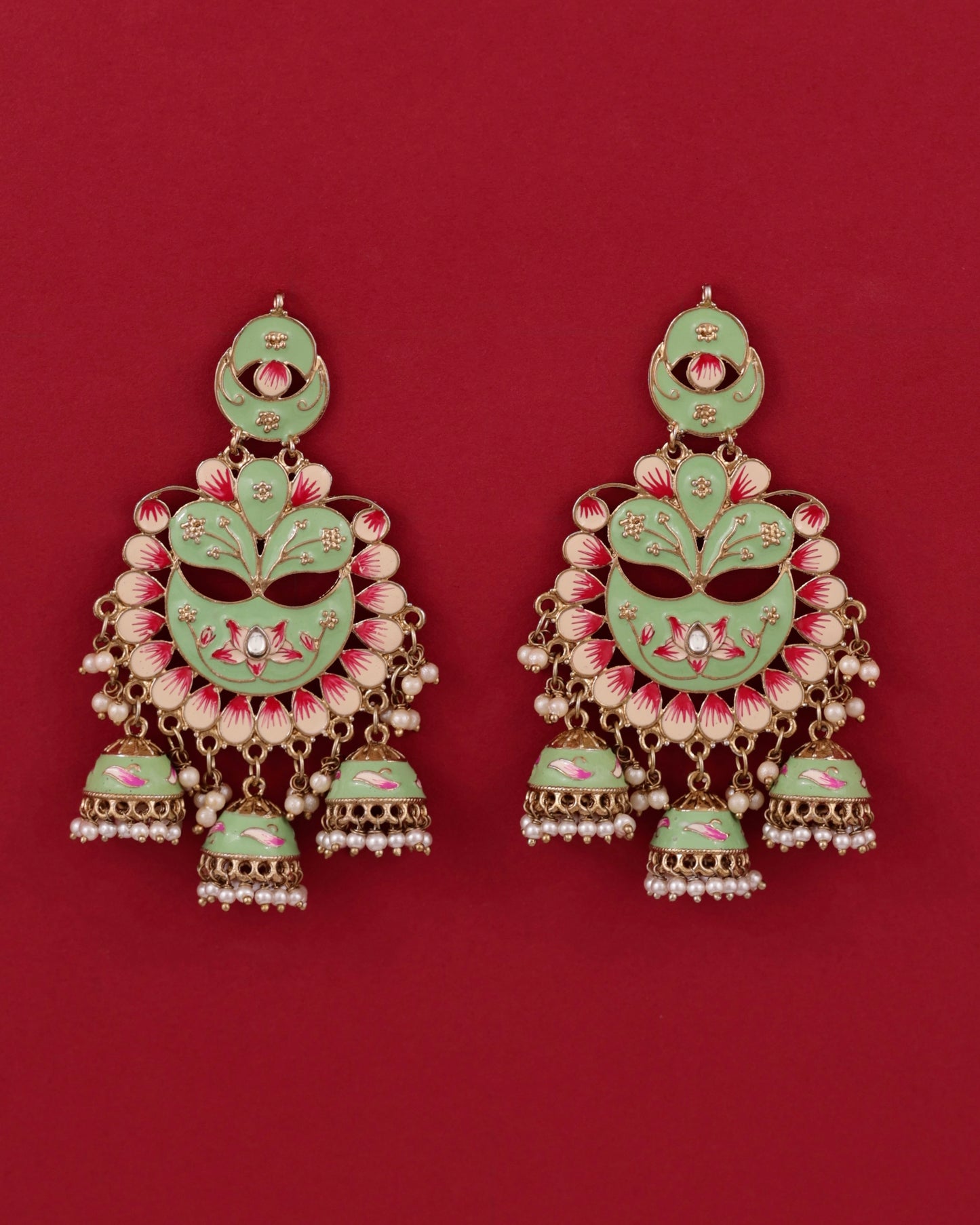 Mint Charvi Meenakari Jhumka