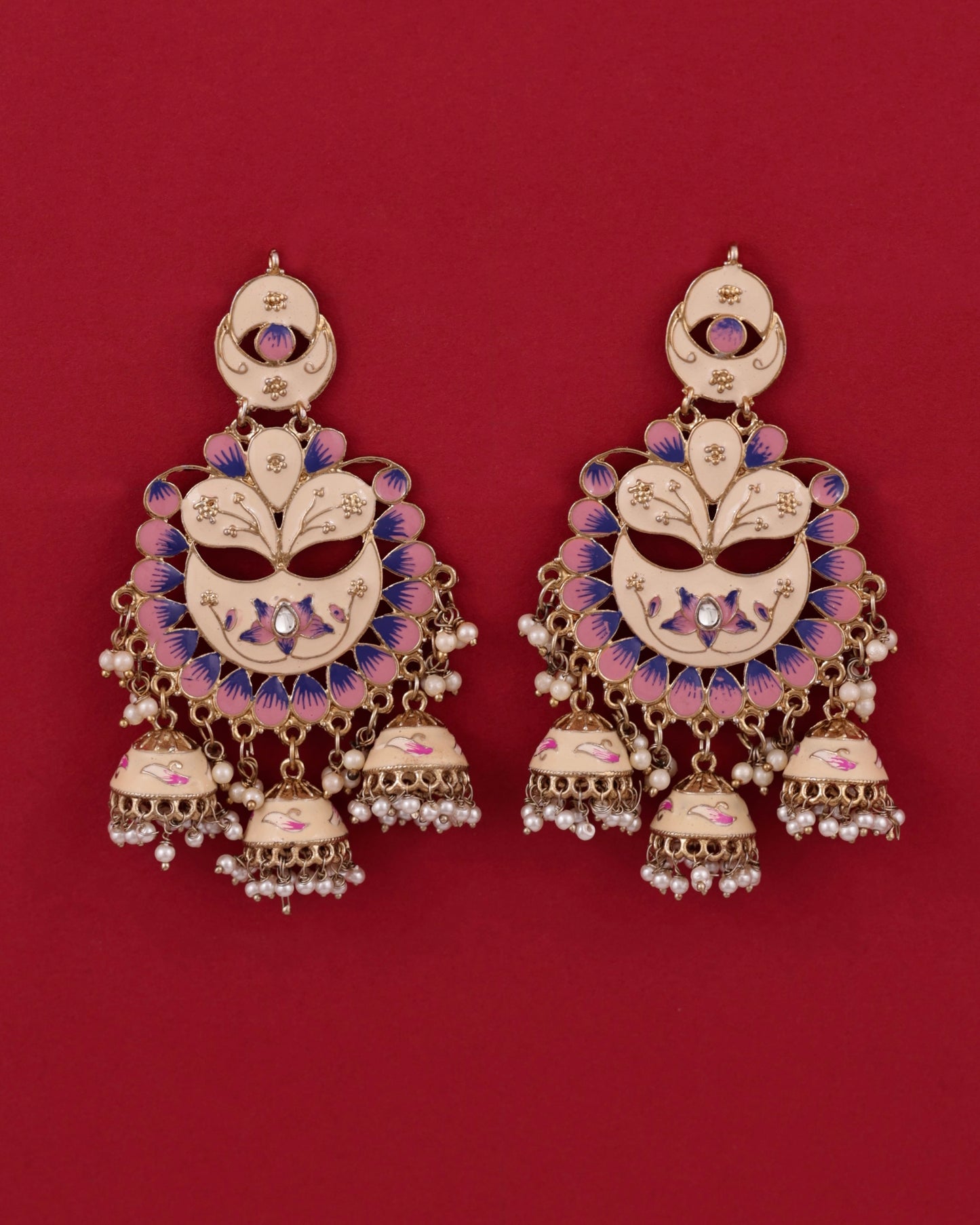 Ivory Charvi Meenakari Jhumka