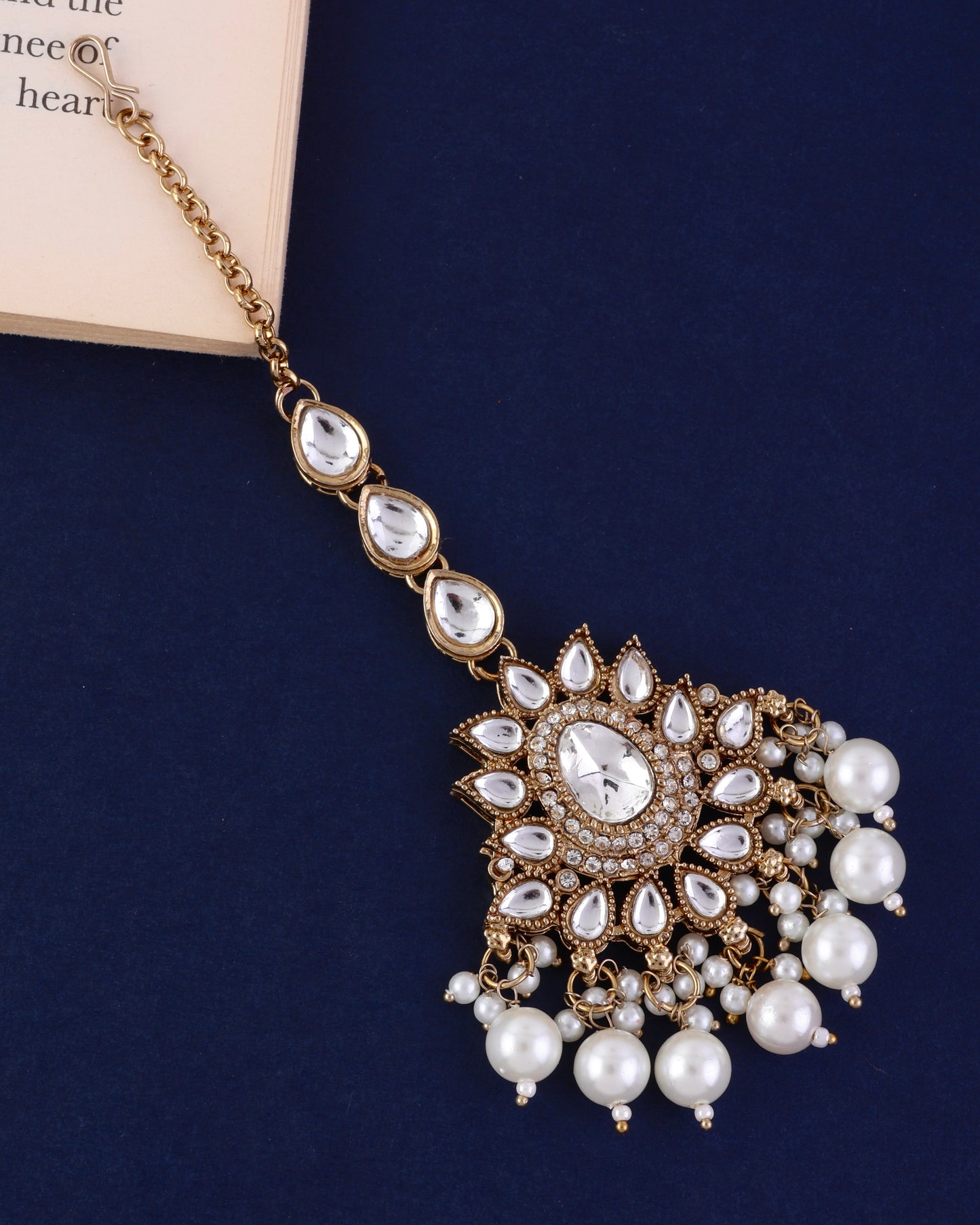 Vritika Premium Zircone Kundan Pearl Mangteeka