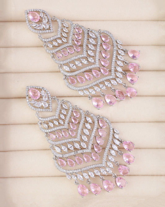 Silver with Blush Debora AD Chandbali