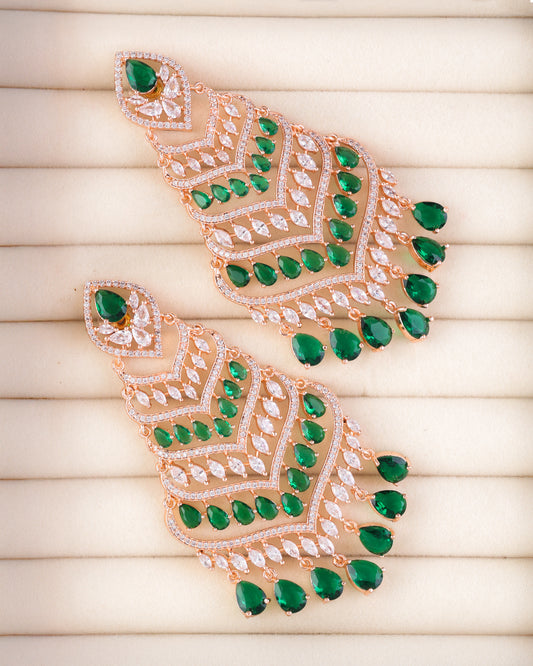 Rose with Green Debora AD Chandbali