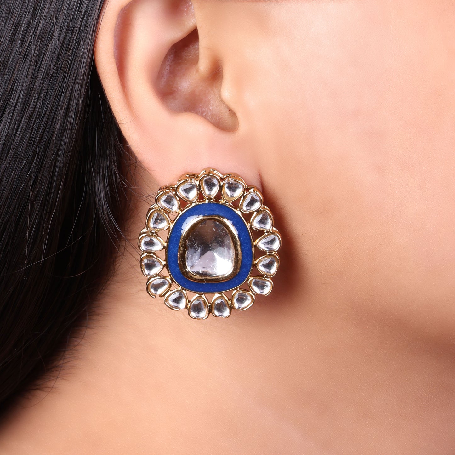 Blue Dev kundan Stud