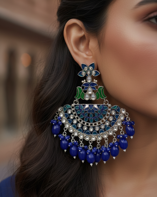 Blue Mayank Designer Chandbali Earring
