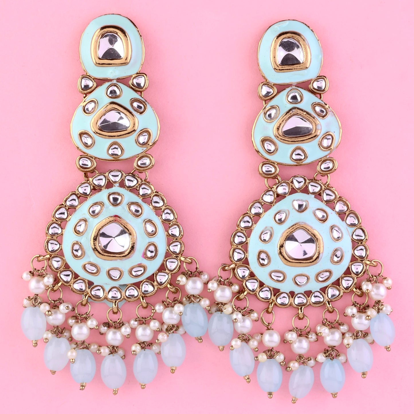 Turquoise Tisya Meenakari Chandbali