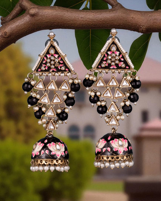 Black Tisha Meenakari Jhumka