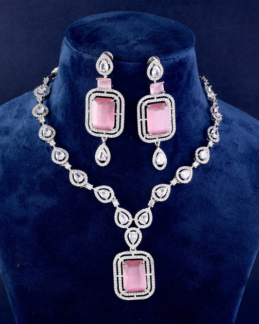 Blush Abeni American Diamond Necklace Set