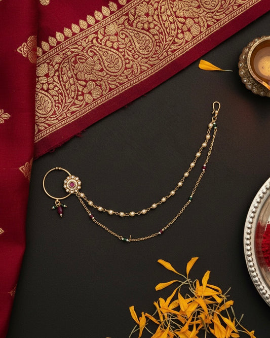 Divya Nath with double chain non pierced nose ring