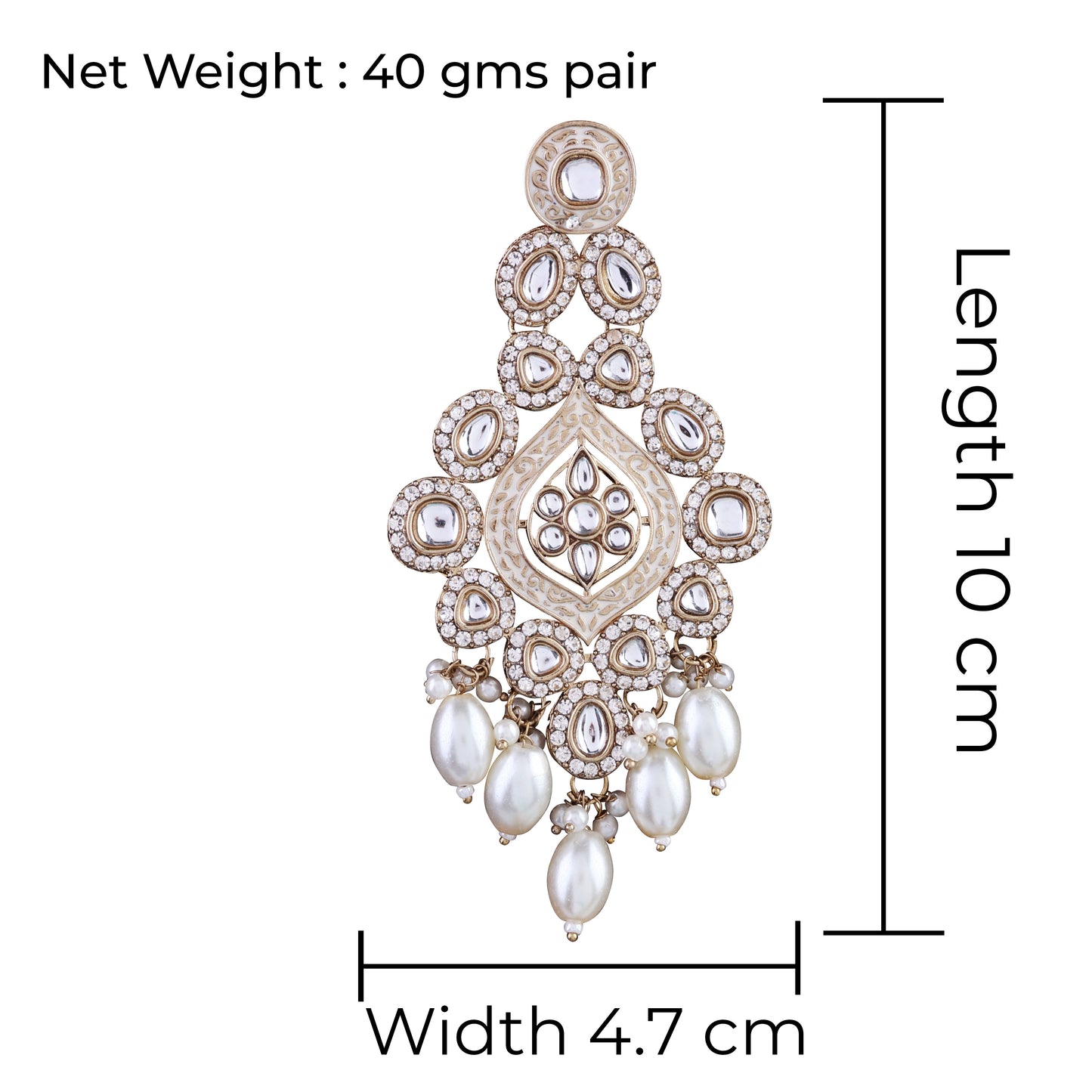 Pearl Pashmeena Designer Kundan Meena Earring
