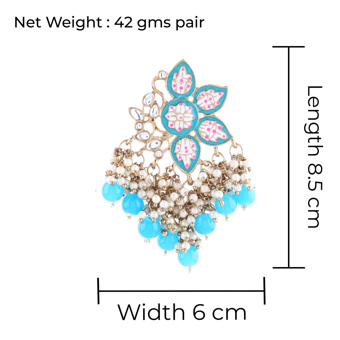 Baby Blue Kavish Lotus Meenakari Earring