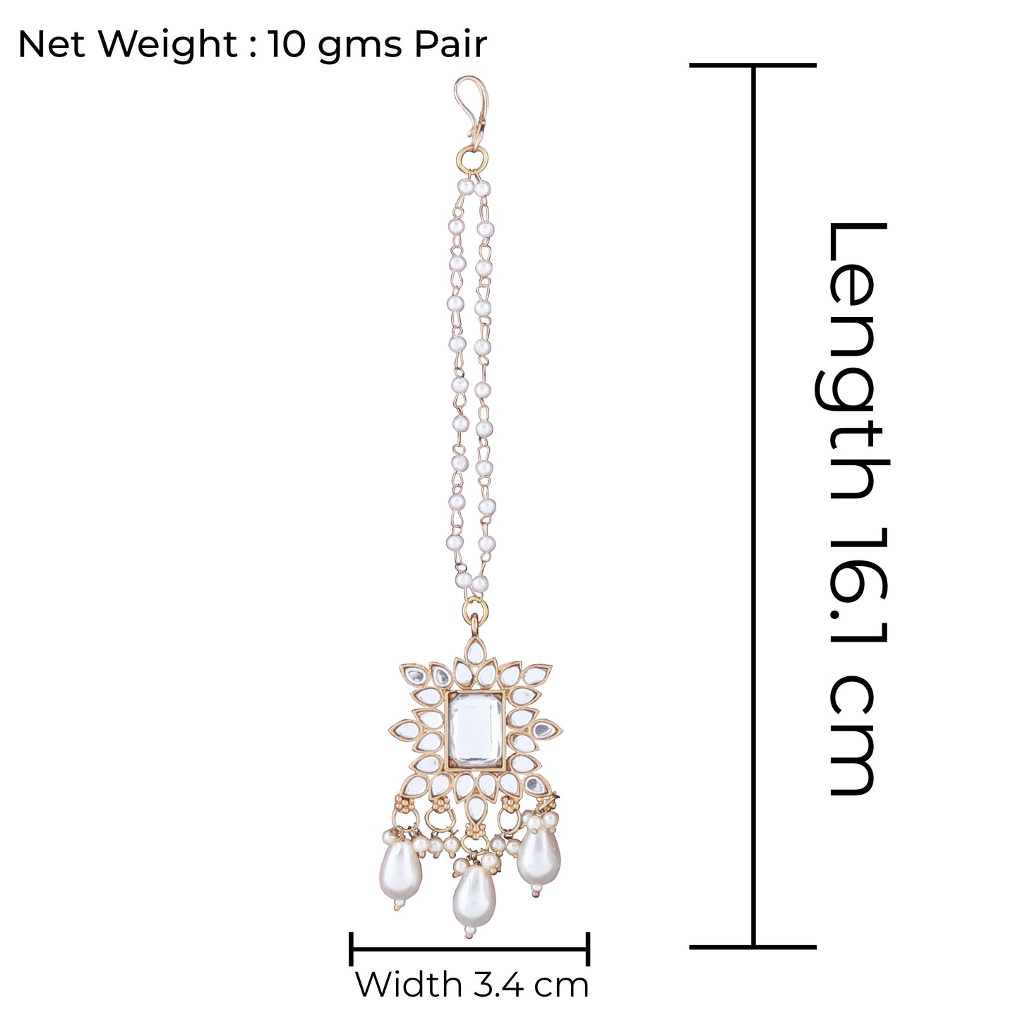Kaur Mirror Bahubali Jhumka with Statement Kaan Chain and Teeka
