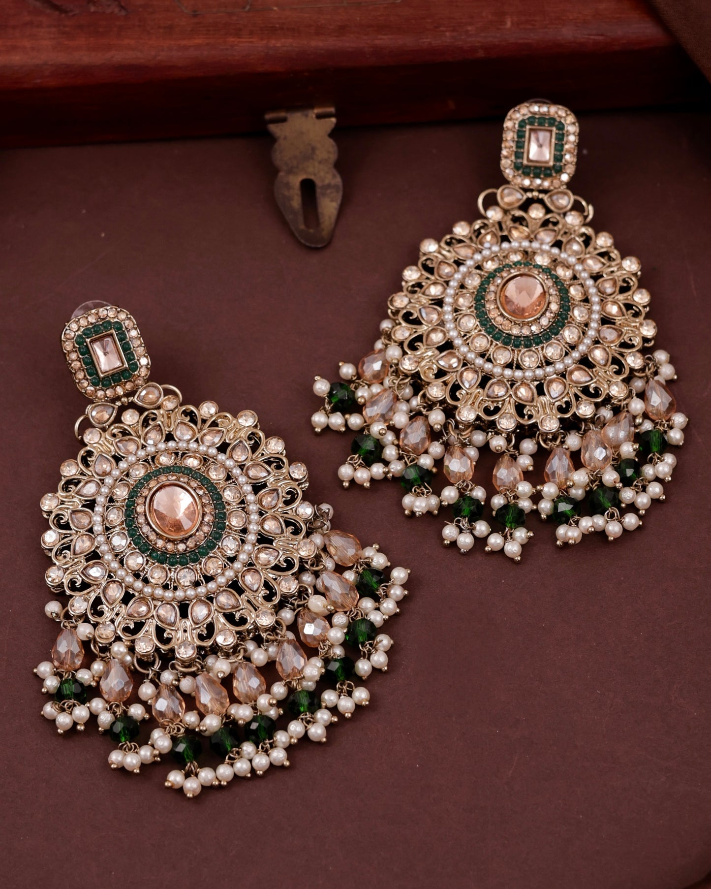 Green Tavisha Punjabi Pakistani Teeka Chandbali Set