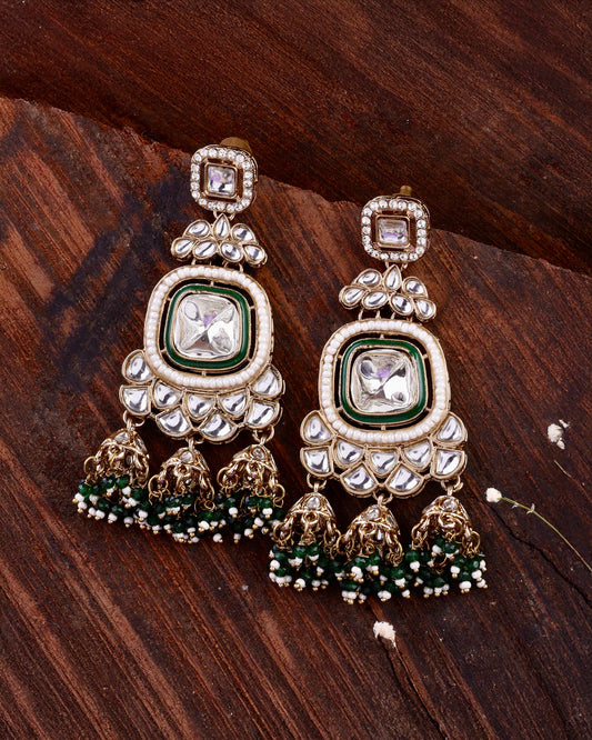 Green Anay Designer Earring with Jhumki Detailing
