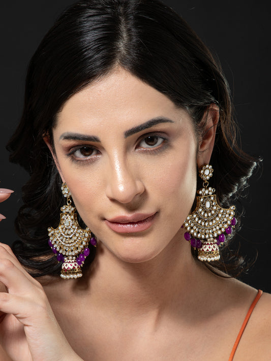 Purple Sabita Designer Meenakari Jhumka Earring