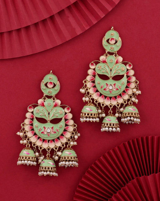 Mint Charvi Meenakari Jhumka
