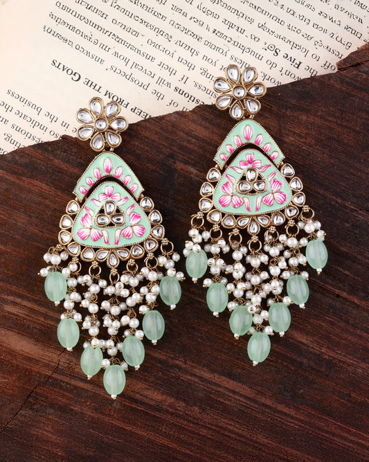Mint Vaidehi Meenkari Kundan Earring