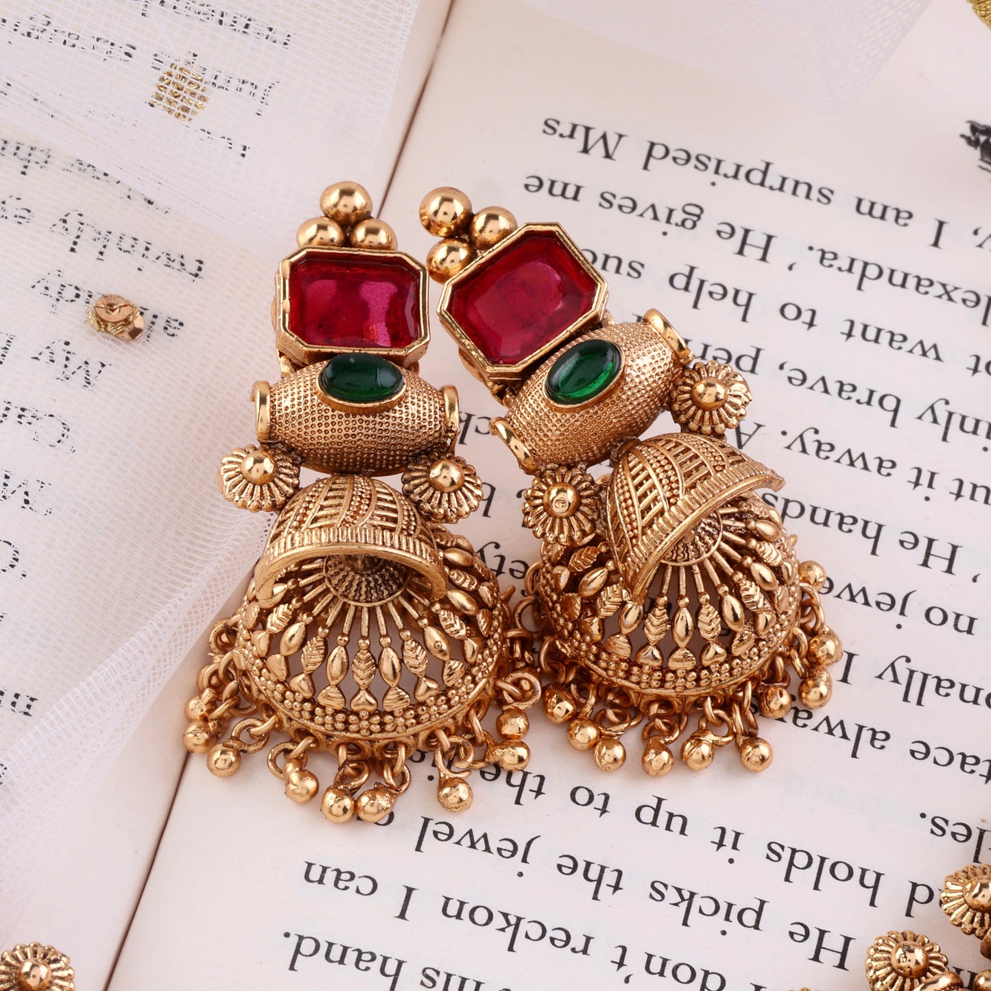 Bhavashree Premium Rajwada Necklace Set with Jhumki Earring