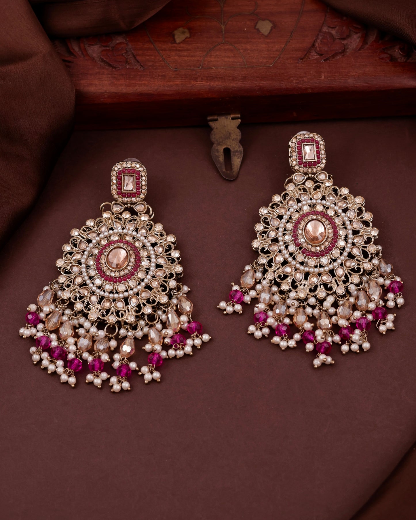 Pink Tavisha Punjabi Pakistani Teeka Chandbali Set